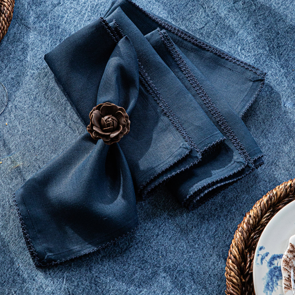 Berry Scallop Napkin Set/4 - Navy - Image 4