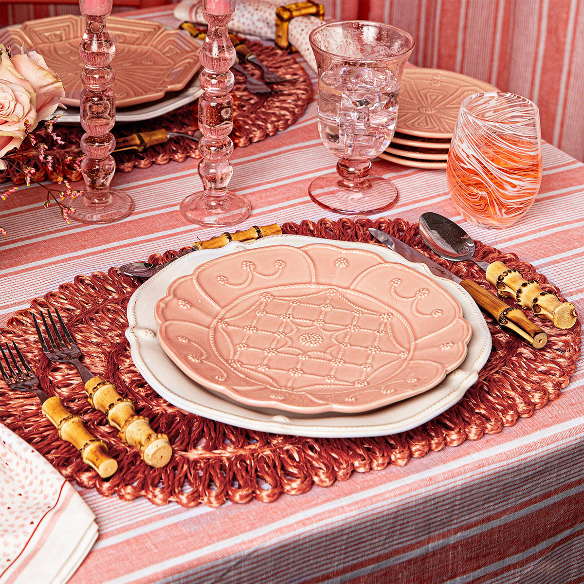 Straw Loop Oval Placemat - Coral - Image 4