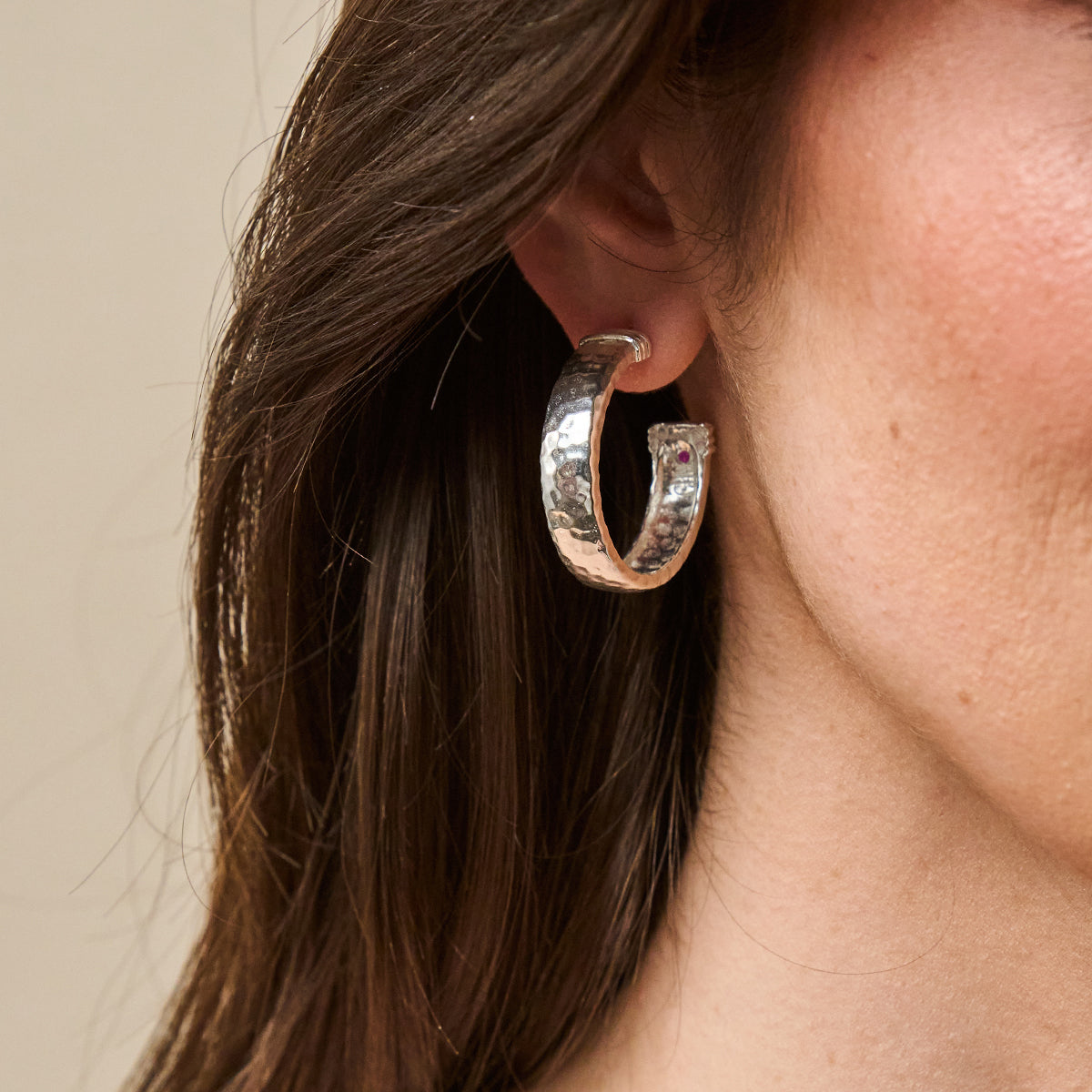 Cleopatra Classic Medium Hoop Earrings - Silver - Image 4