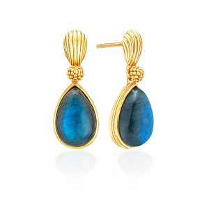 Cleopatra Gem Post Earrings - Blue Labradorite