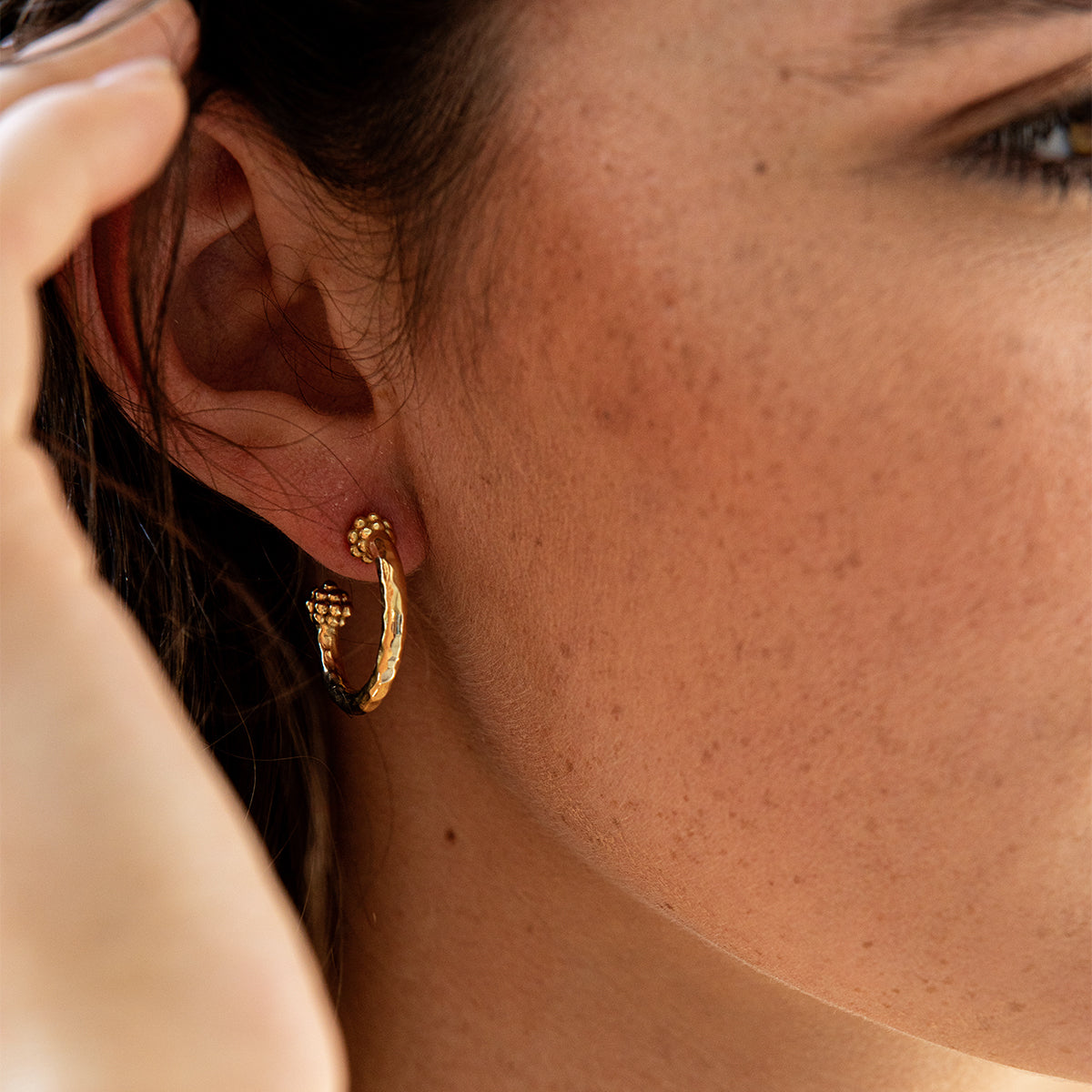 Berry Slice Small Hoop Earrings - Gold - Image 2