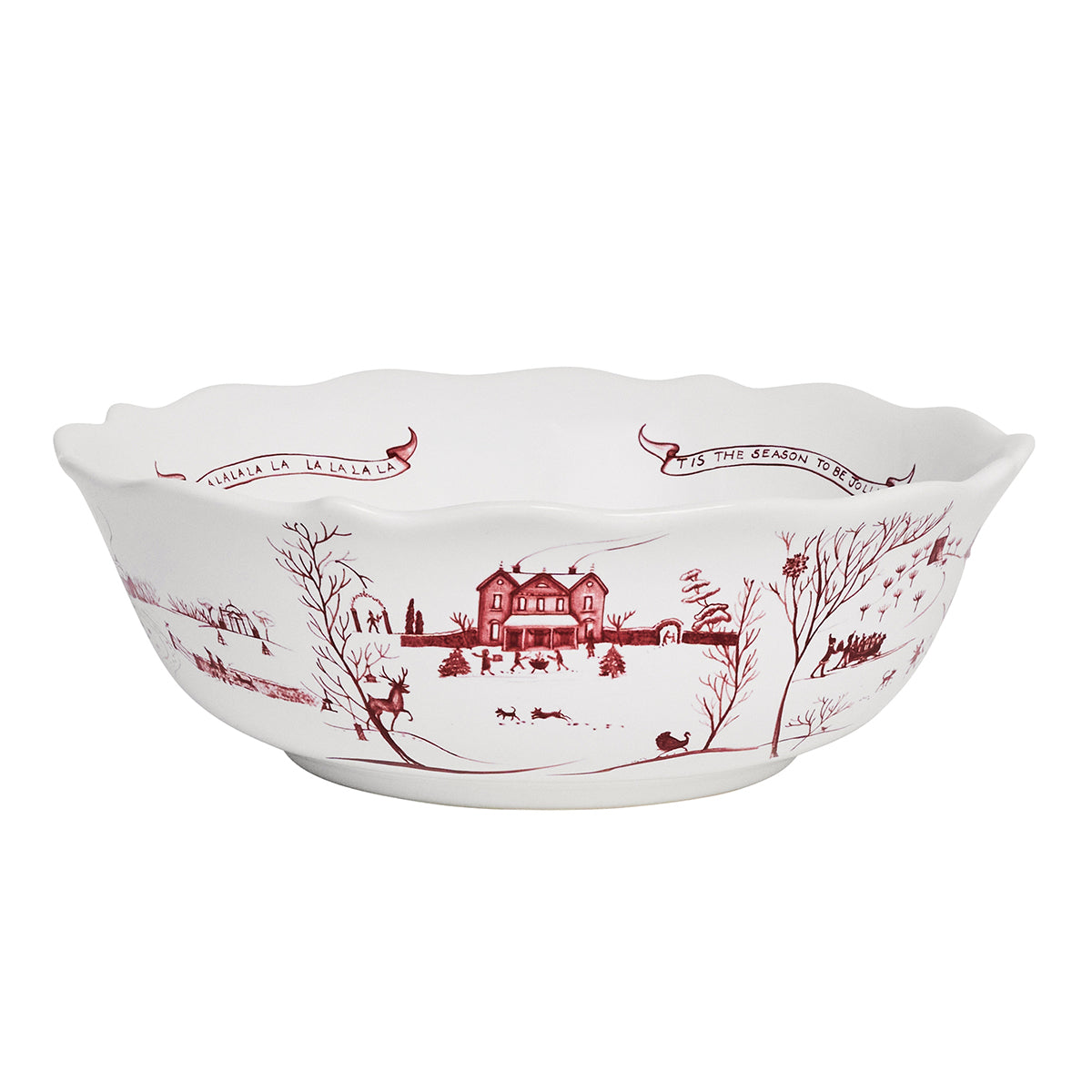 Country Estate Winter Frolic 11 Serving Bowl - Ruby