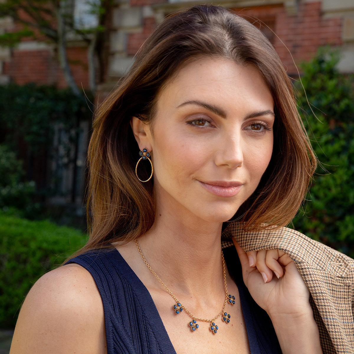 Berry Clover Teardrop Earrings - Blue Labradorite - Image 2