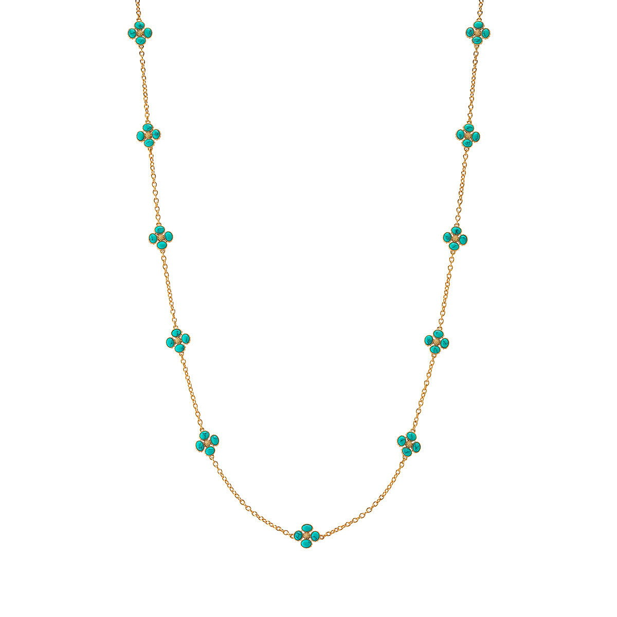 Berry Clover Double Sided Necklace. 28 - Turquoise