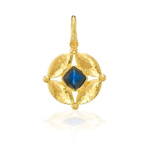 Mystic Eye Double Sided Charm/Pendant - Blue Labradorite/Green Onyx