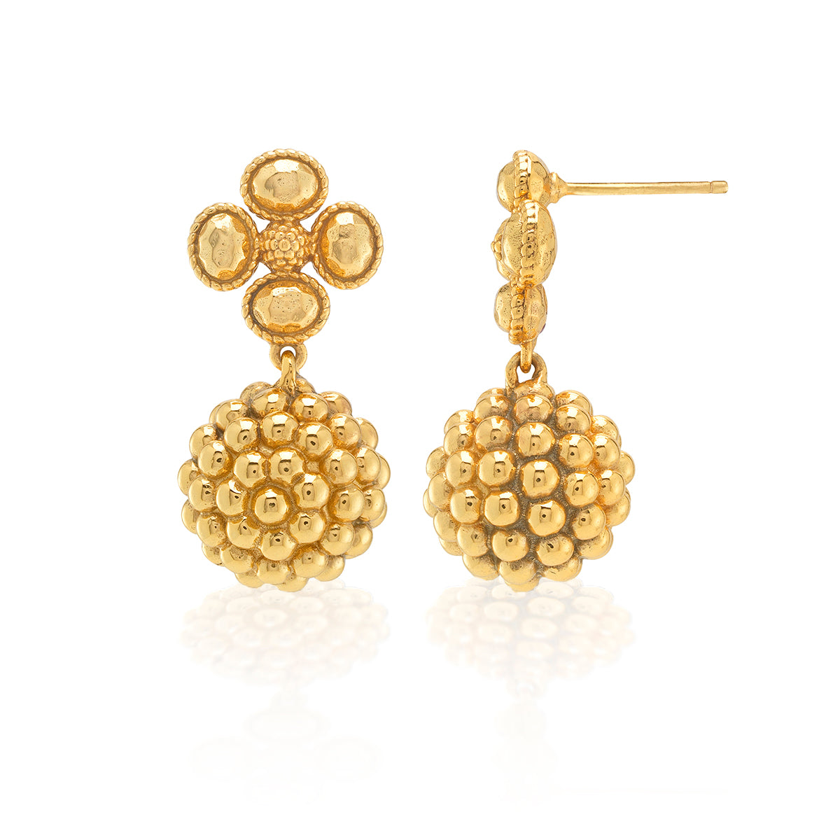 Berry Clover Drop Earrings - Gold - Image 3