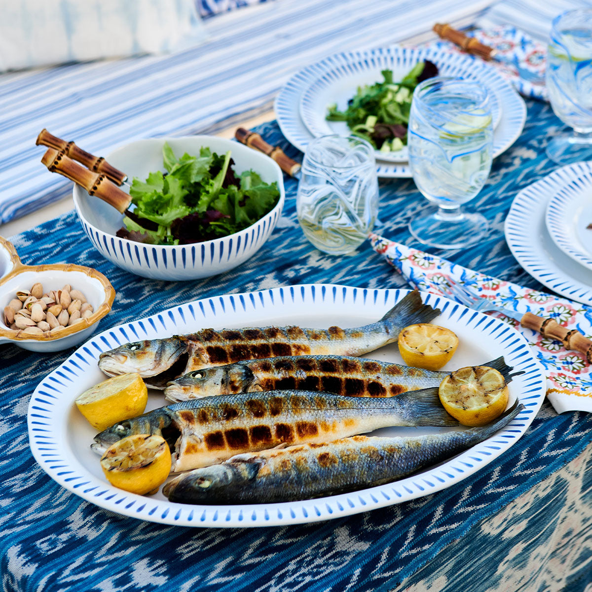 Sitio Stripe 17 Serving Platter - Delft Blue - Image 3