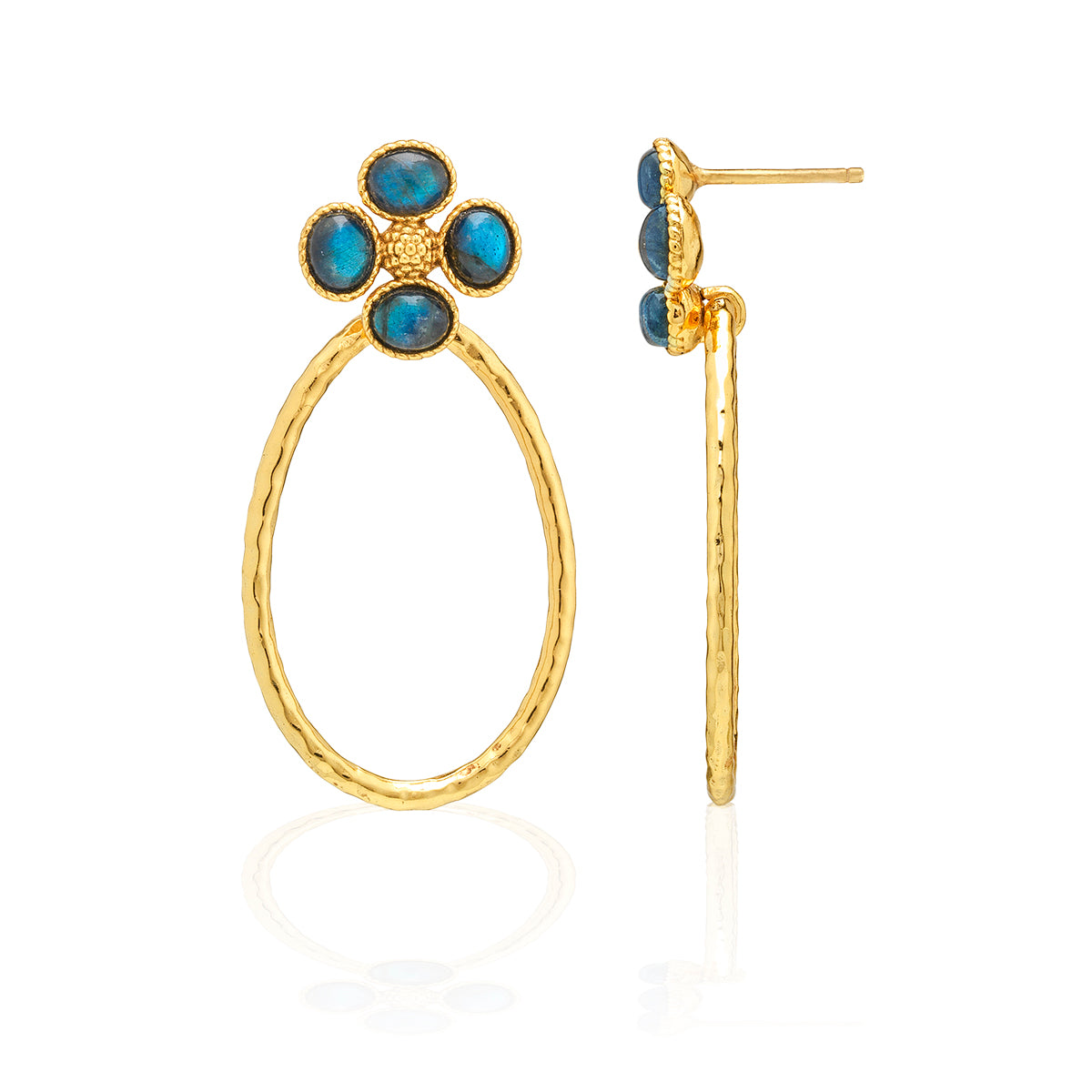 Berry Clover Teardrop Earrings - Blue Labradorite - Image 3
