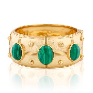 Cleopatra Grande Hinged Bangle - Malachite