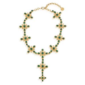 Monique Gem Convertible Necklace. 16+2 - Malachite
