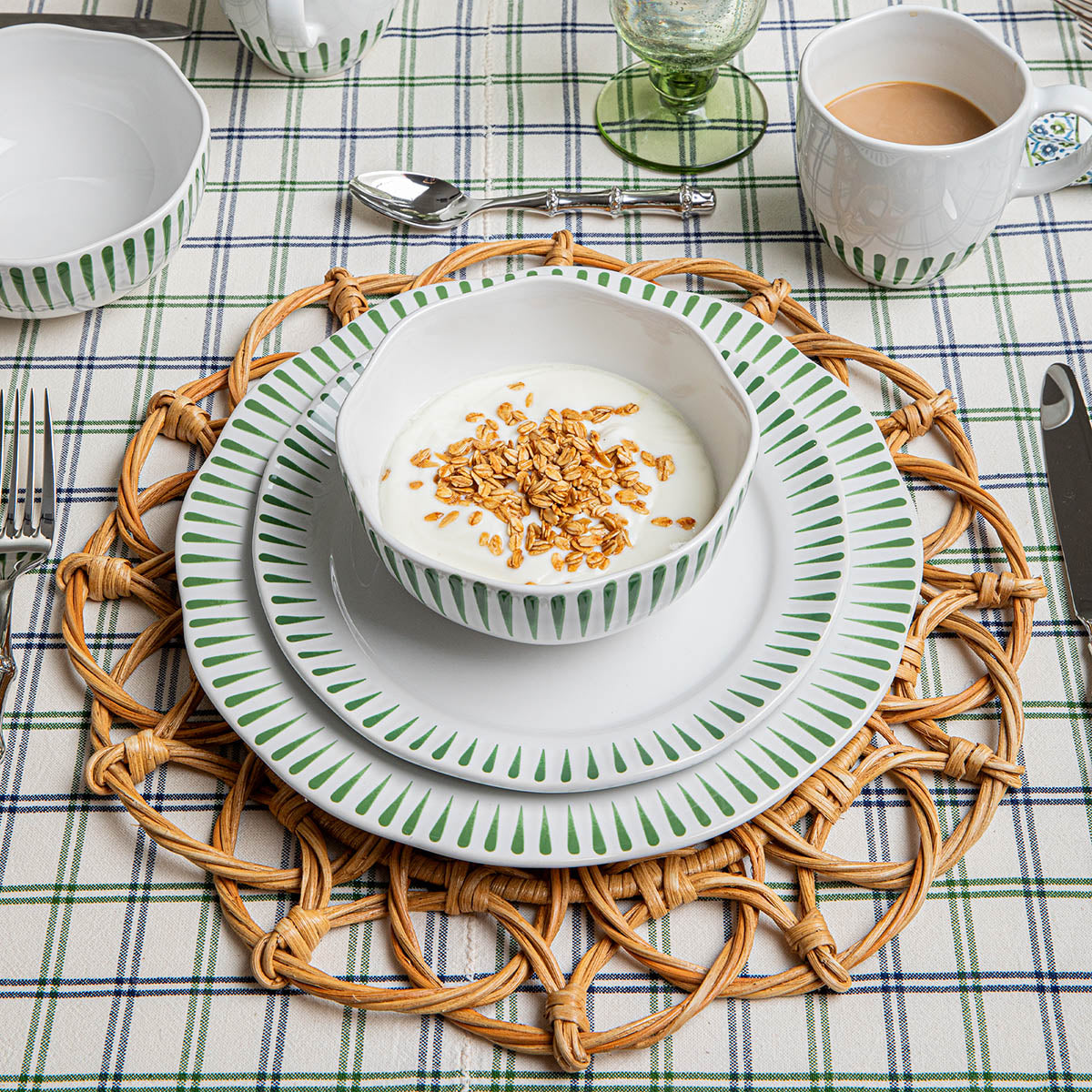 Sitio Stripe 4pc Place Setting - Basil - Image 2