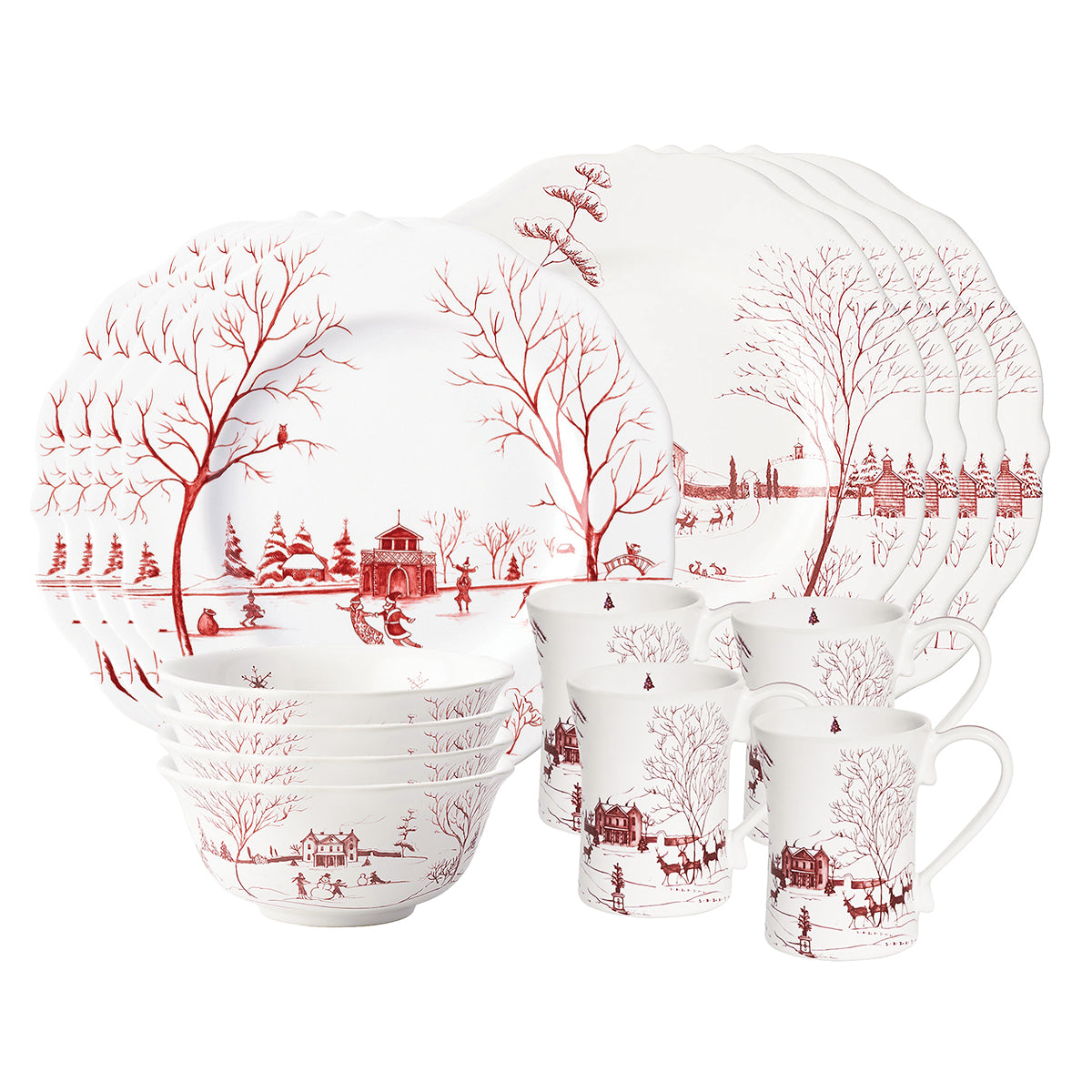 Country Estate Winter Frolic 16pc Place Setting - Ruby