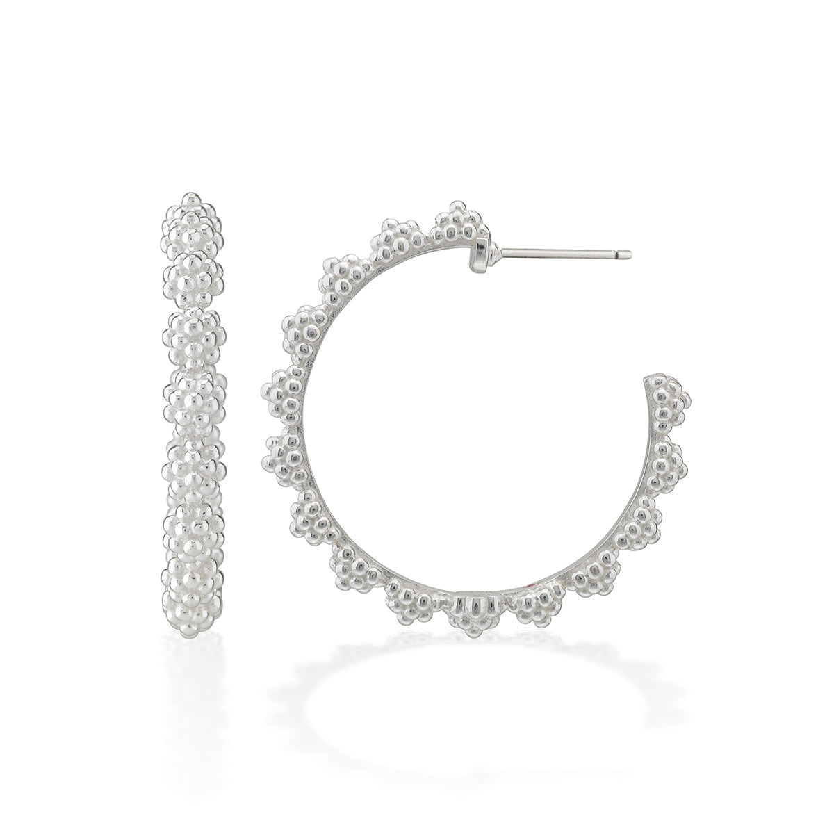 Berry Icon Medium Hoop Earrings - Silver - Image 3