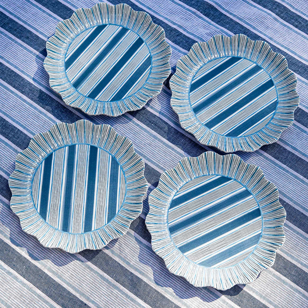 Cabana Stripe Melamine Dinner Plate Assorted Set/4 - Multi - Image 4