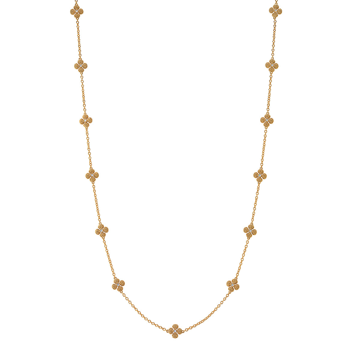 Berry Clover Double Sided Necklace. 34 - Pearl White