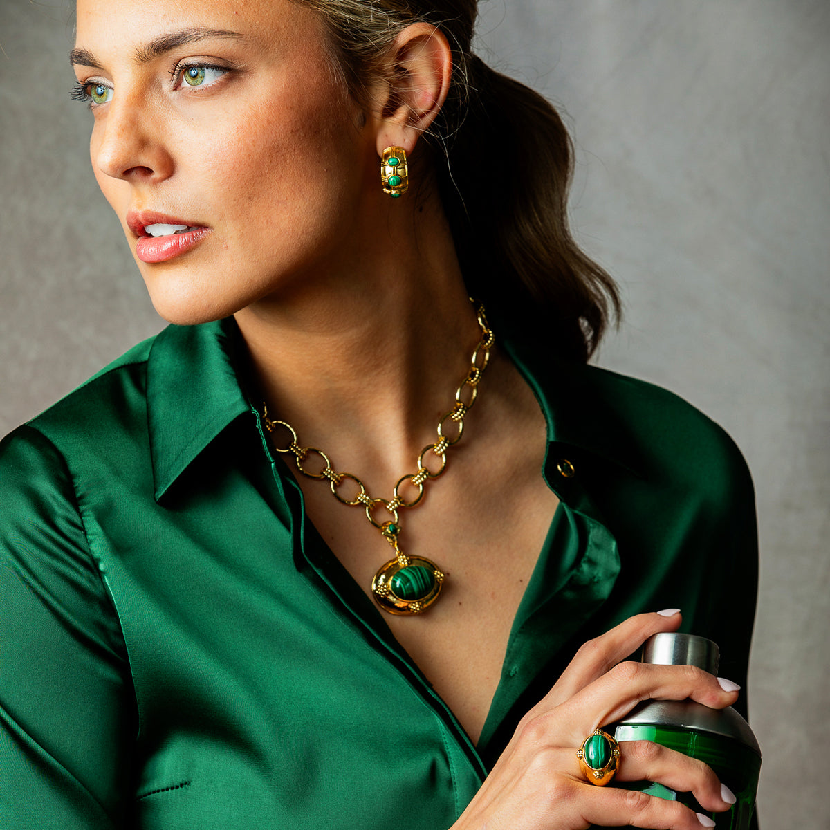 Cleopatra Oval Ring - Malachite - Image 6