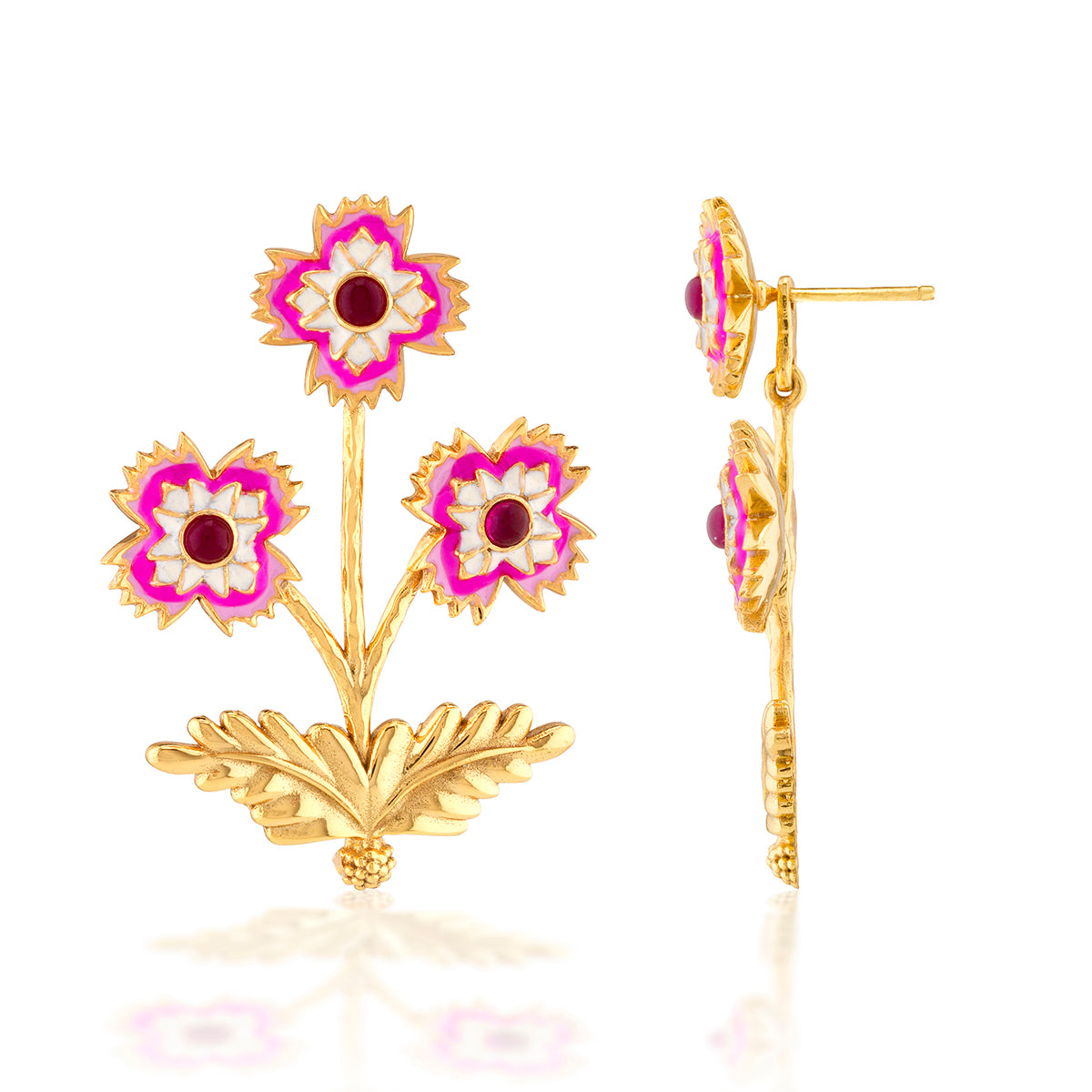 Dianthus Convertible Bouquet Post Earrings - Pink - Image 4