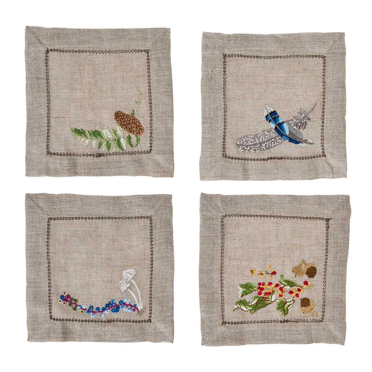 Forest Walk Cocktail Napkin Assorted Set/4 - Multi
