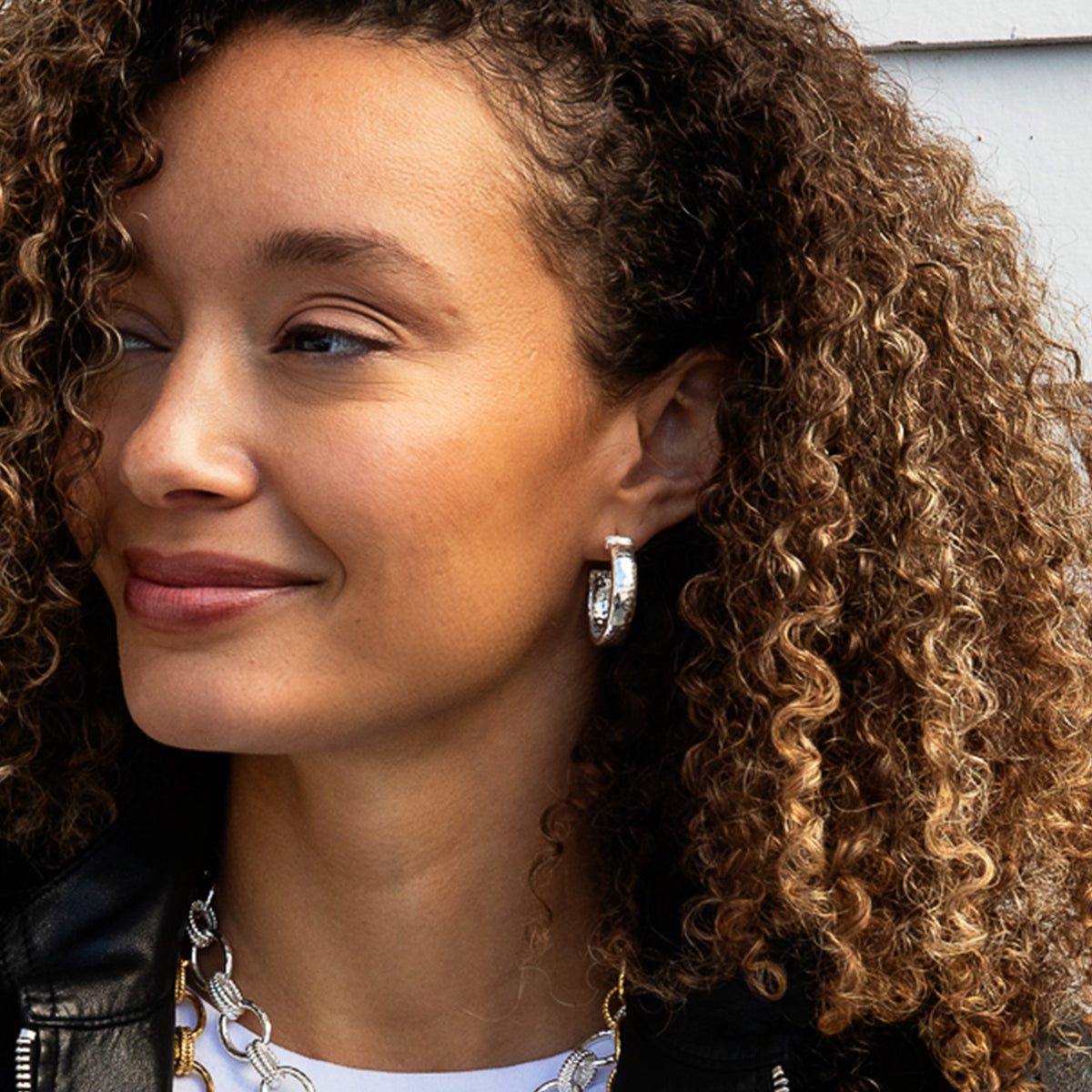 Cleopatra Classic Medium Hoop Earrings - Silver - Image 2