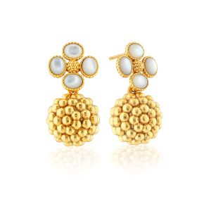 Berry Clover Drop Earrings - MOP