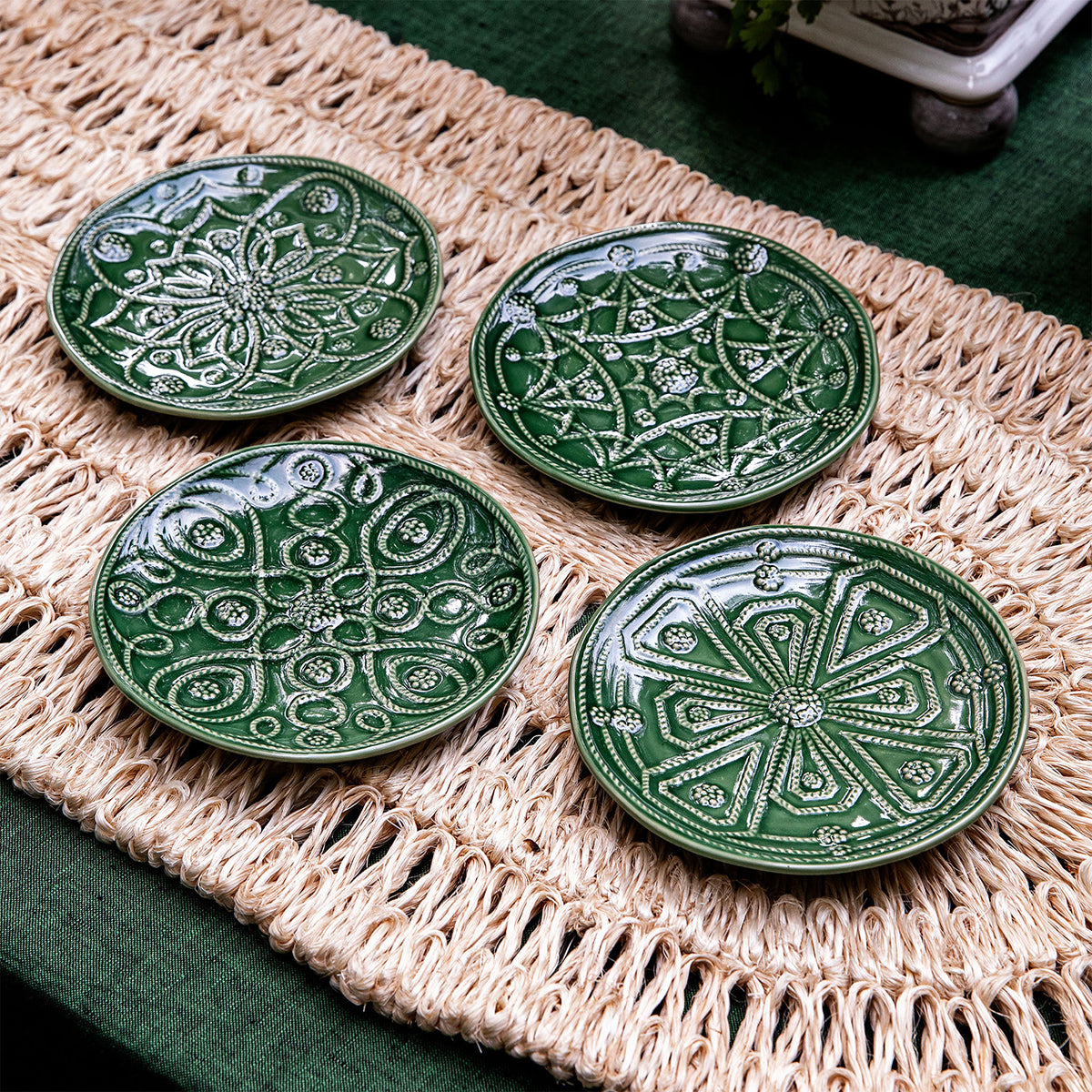 Jardins du Monde Side/Cocktail Plate Assorted Set/4 - Basil - Image 4