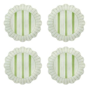 Cabana Stripe Melamine Dessert/Salad Plate Set/4 - Seagrass