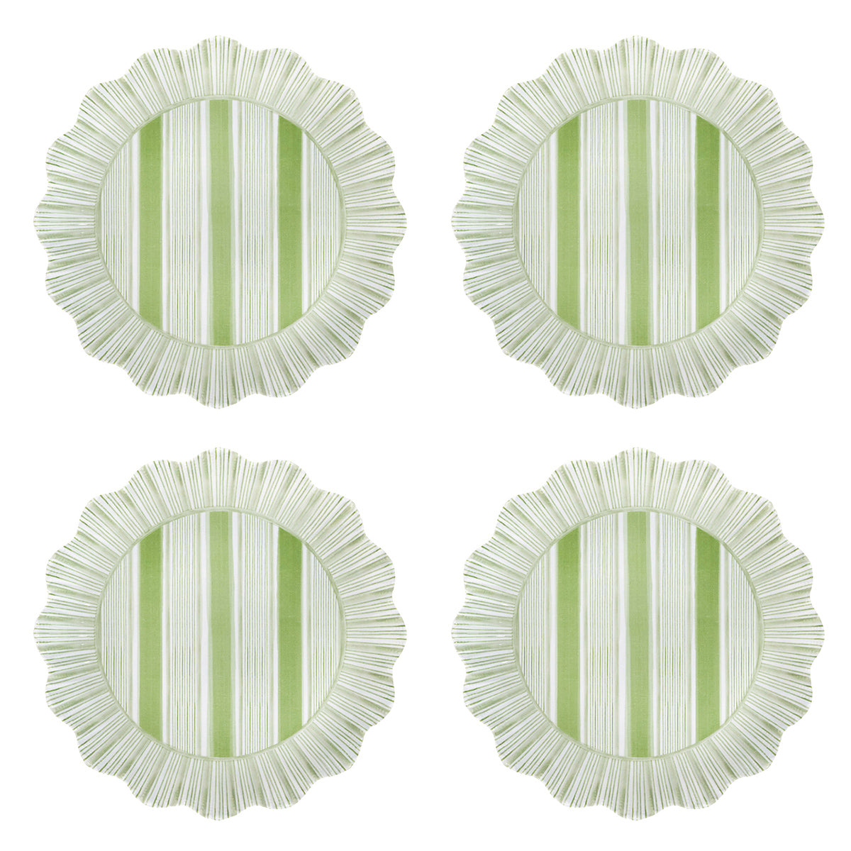 Cabana Stripe Melamine Dessert/Salad Plate Set/4 - Seagrass