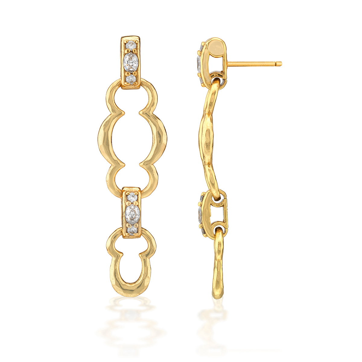 Maharani Grande Double Drop Earrings - Clear Cubic Zirconia - Image 3