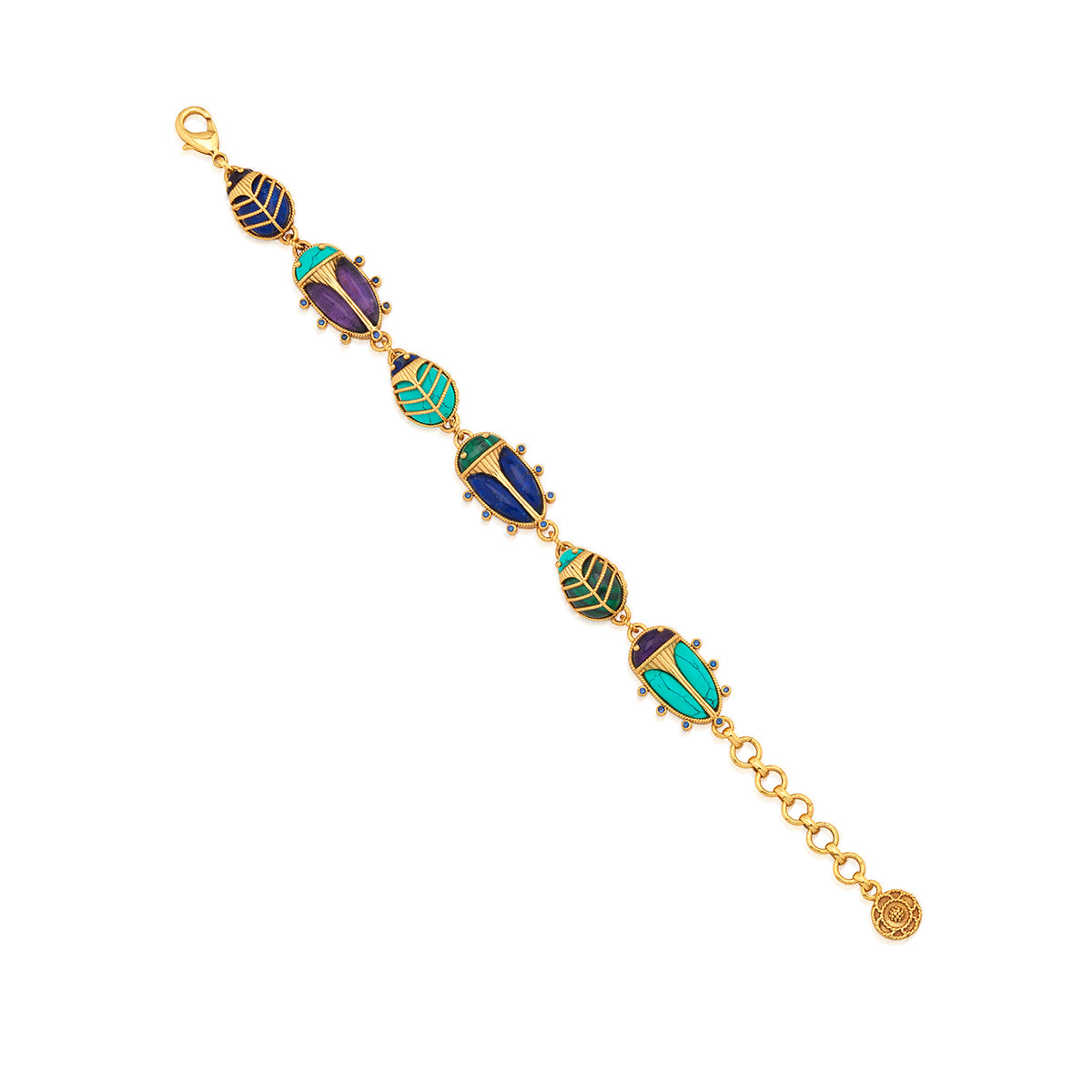 Scarab Family Link Bracelet. 7+1.5 - Multi - Image 3