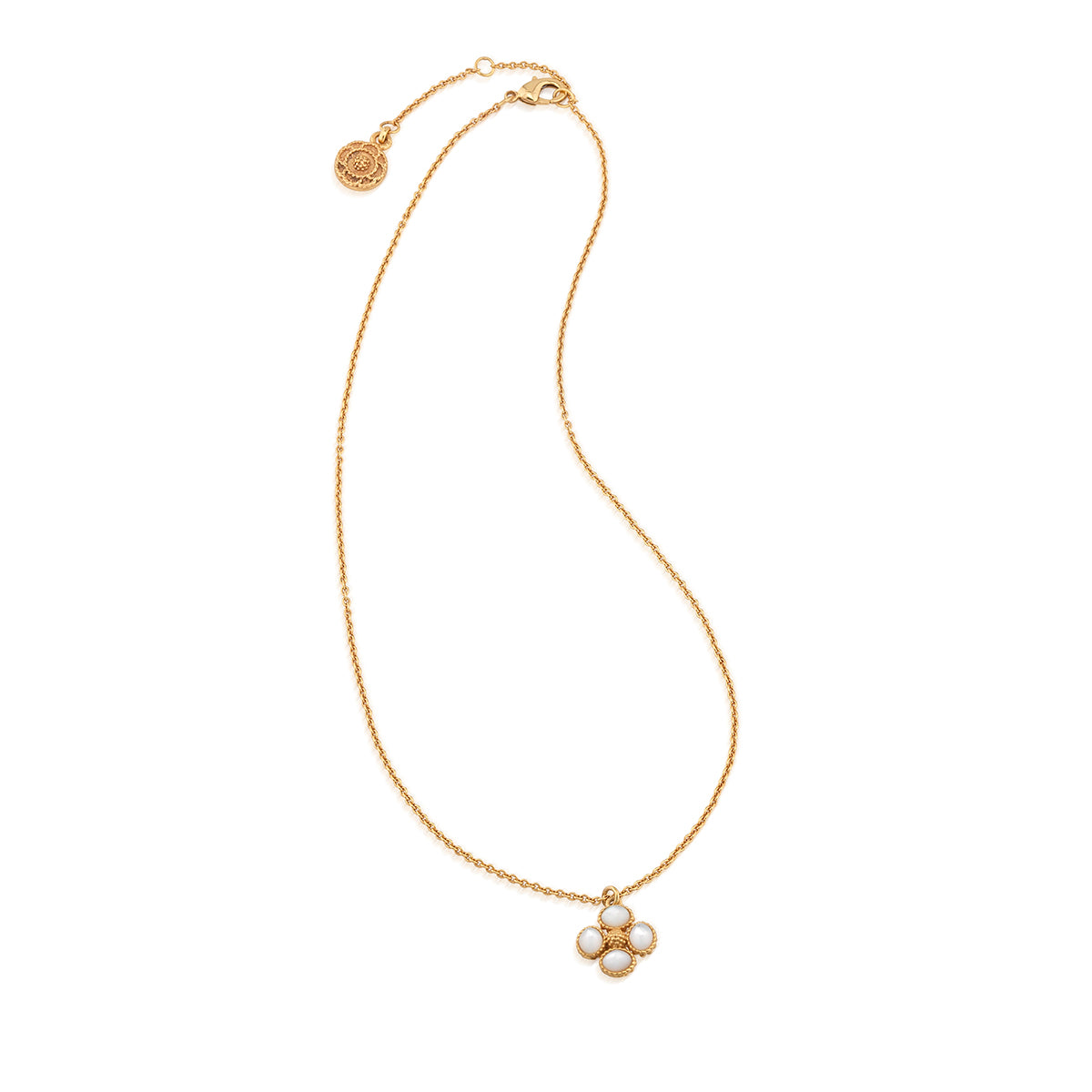 Berry Clover Double Sided Charm Necklace. 16+2 - Pearl White - Image 4