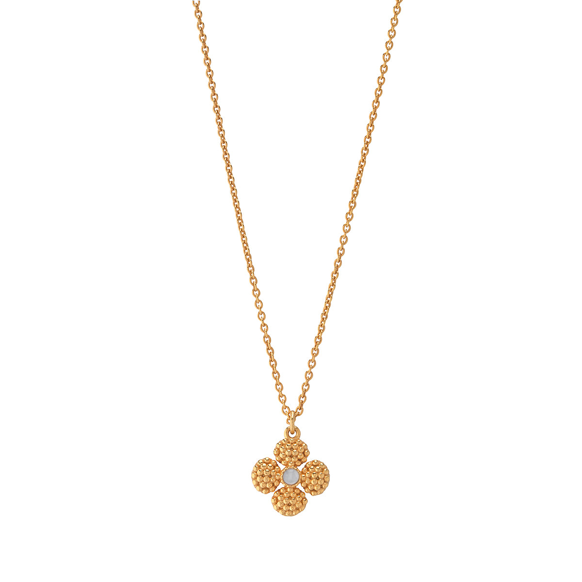 Berry Clover Double Sided Charm Necklace. 16+2 - Pearl White - Image 2