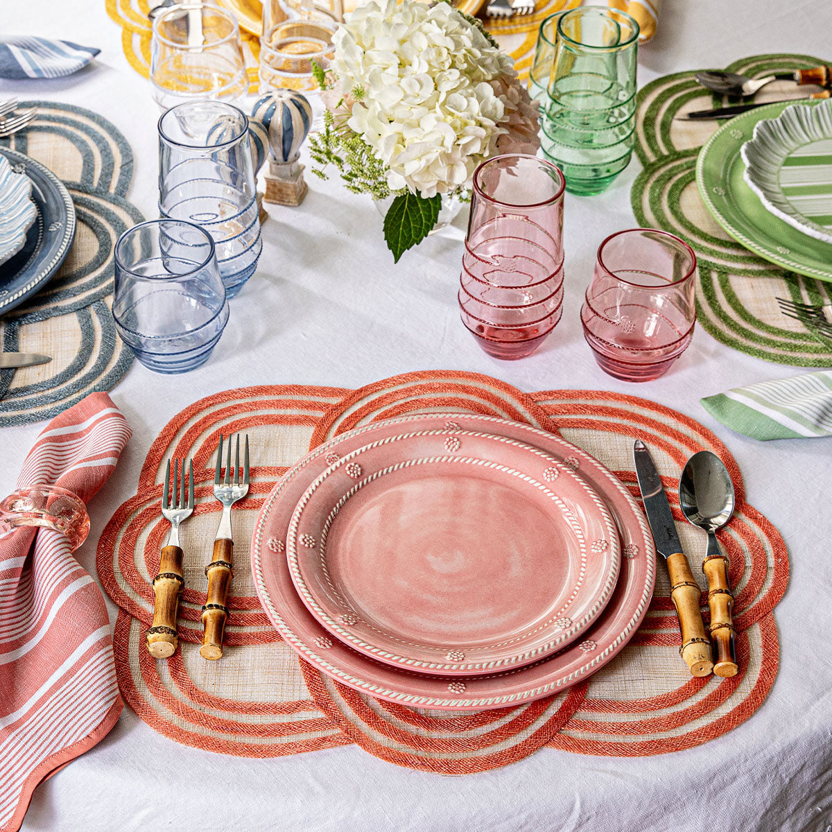 Scallop Stripe Placemat - Coral - Image 2