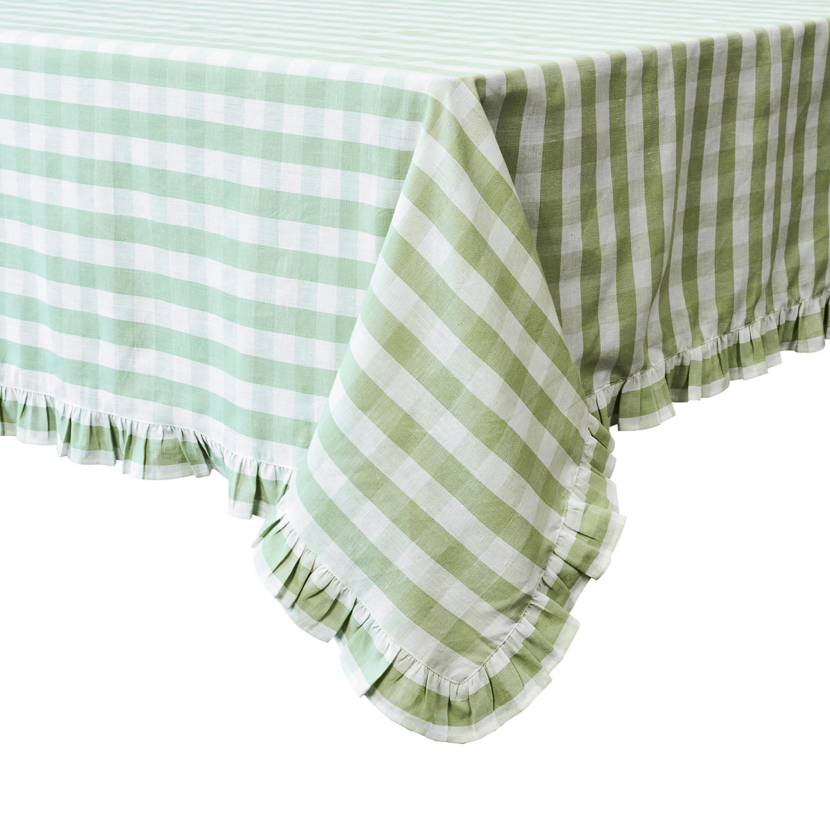 Gingham Ruffle 60 x 120 Tablecloth - Seagrass - Image 2
