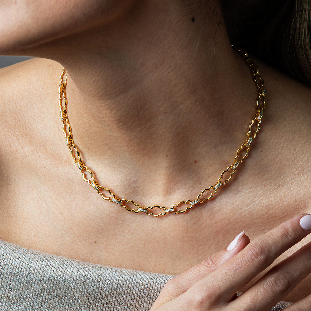 Maharani Petite Chain Necklace. 16+2 - Clear Cubic Zirconia - Image 2