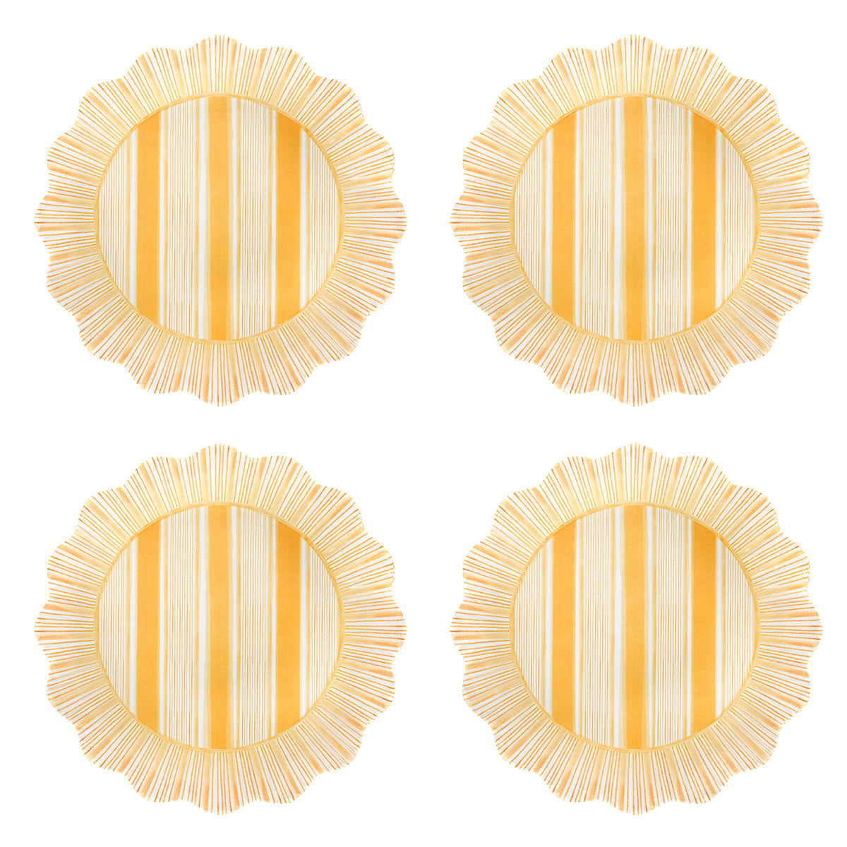 Cabana Stripe Melamine Dessert/Salad Plate Set/4 - Sunshine