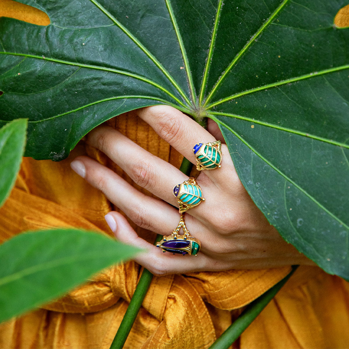 Scarab Petite Ring - Lapis/Malachite - Image 5