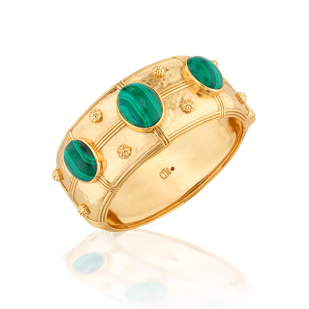 Cleopatra Grande Hinged Bangle - Malachite - Image 3