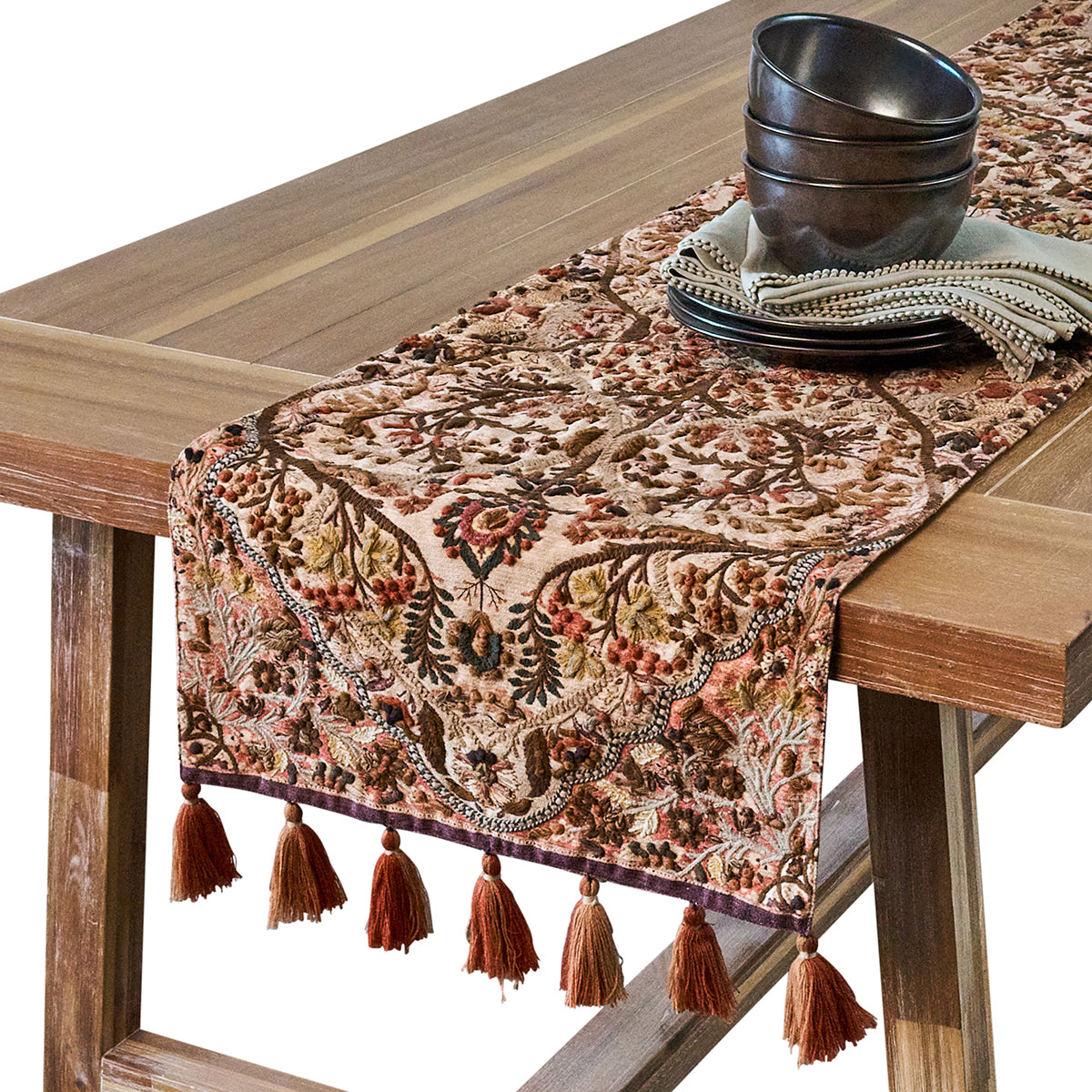 Willa Embroidered 18 x 90 Table Runner - Amber - Image 2