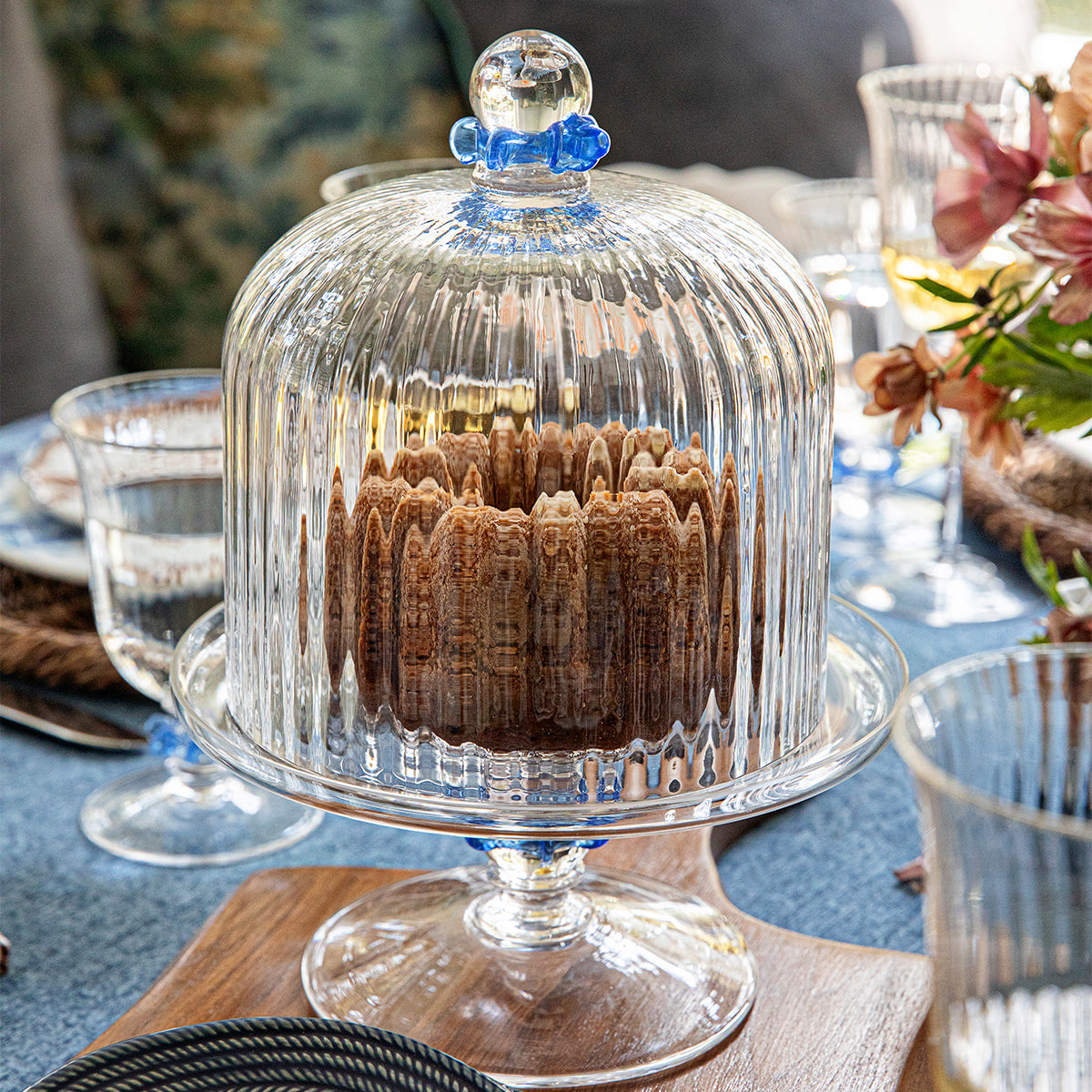 Nell Ruffle Petite Cake Dome & Stand Set - Chambray - Image 5