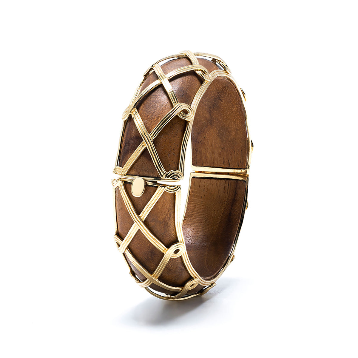 Earth Goddess Hinged Bangle - Teak - Image 3