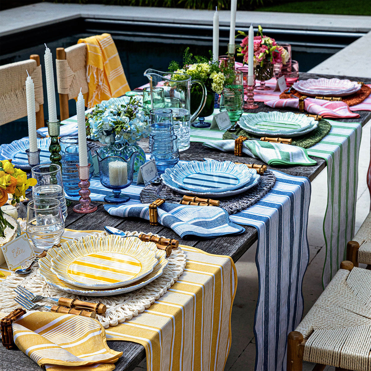 Cabana Stripe Melamine Dessert/Salad Plate Assorted Set/4 - Multi - Image 3