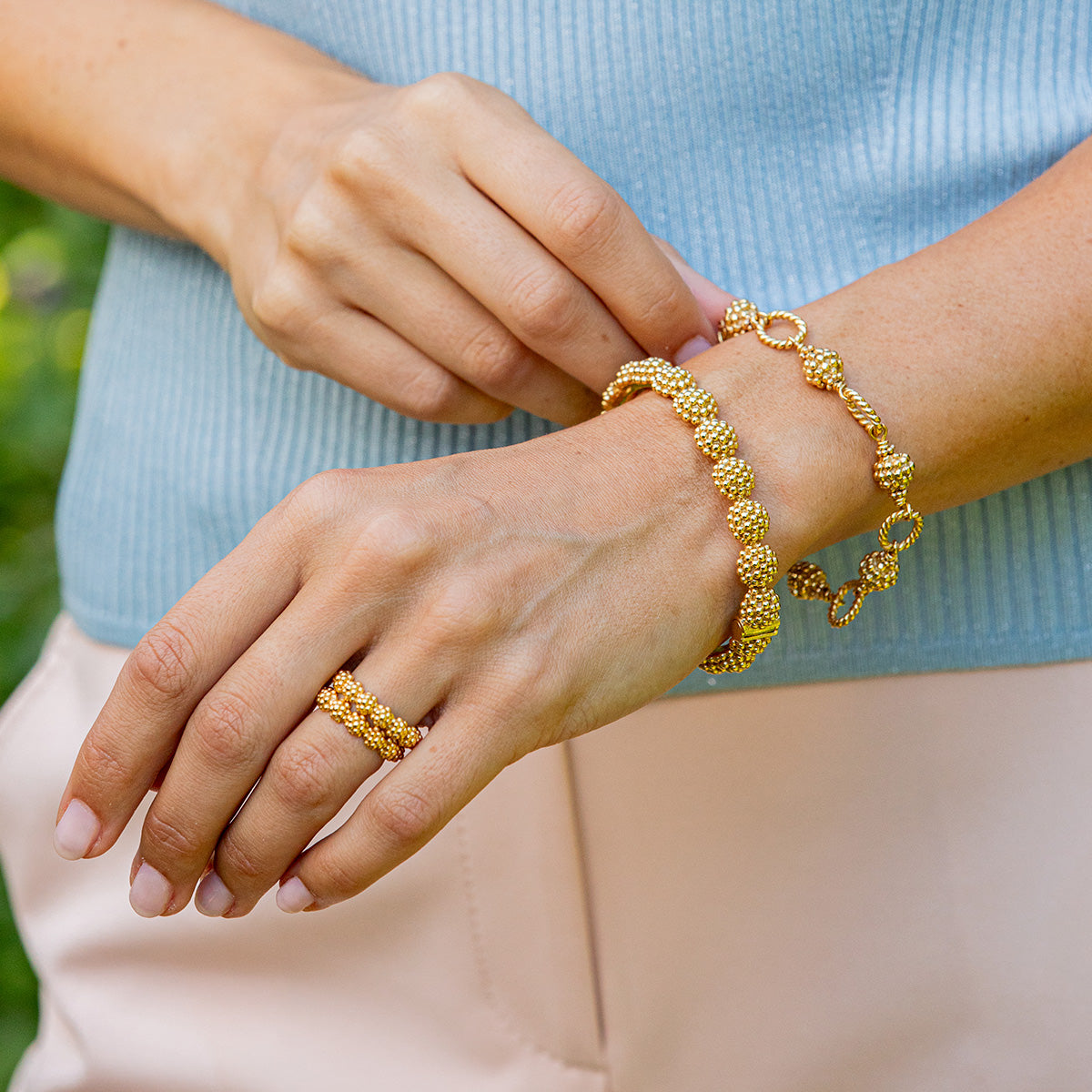 Berry Bead Bracelet - 7+2 - Gold - Image 2