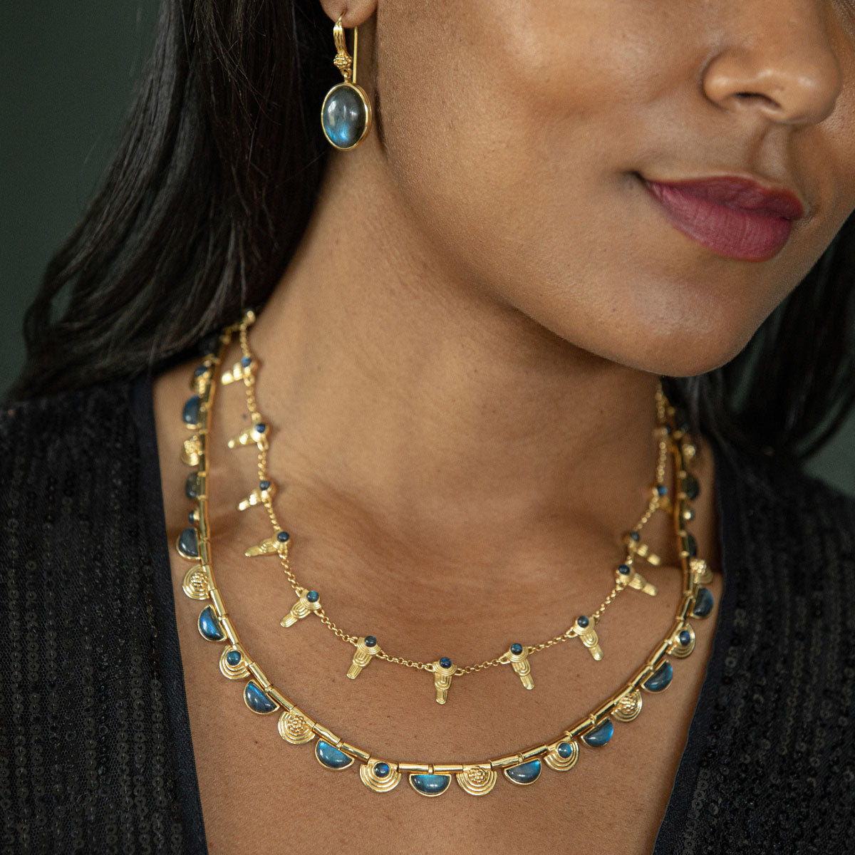 Cleopatra Riviere Necklace. 17+2 - Blue Labradorite - Image 4