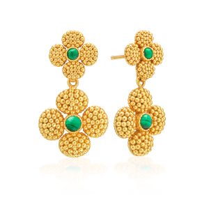 Berry Clover Convertible Duo Earrings - Malachite