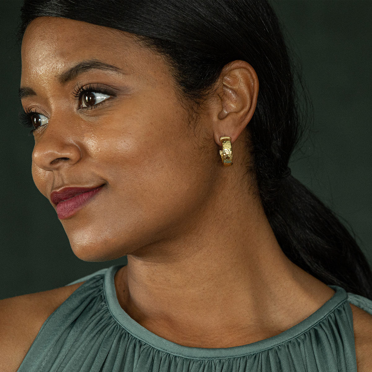 Cleopatra Classic Small Hoop Earrings - Gold - Image 4
