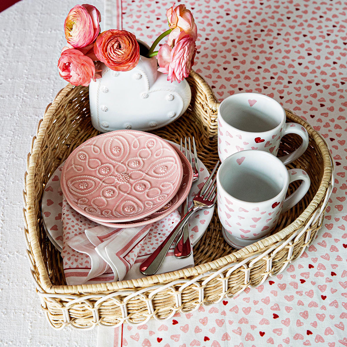 Provence Rattan 16 Heart Tray - Whitewash - Image 5