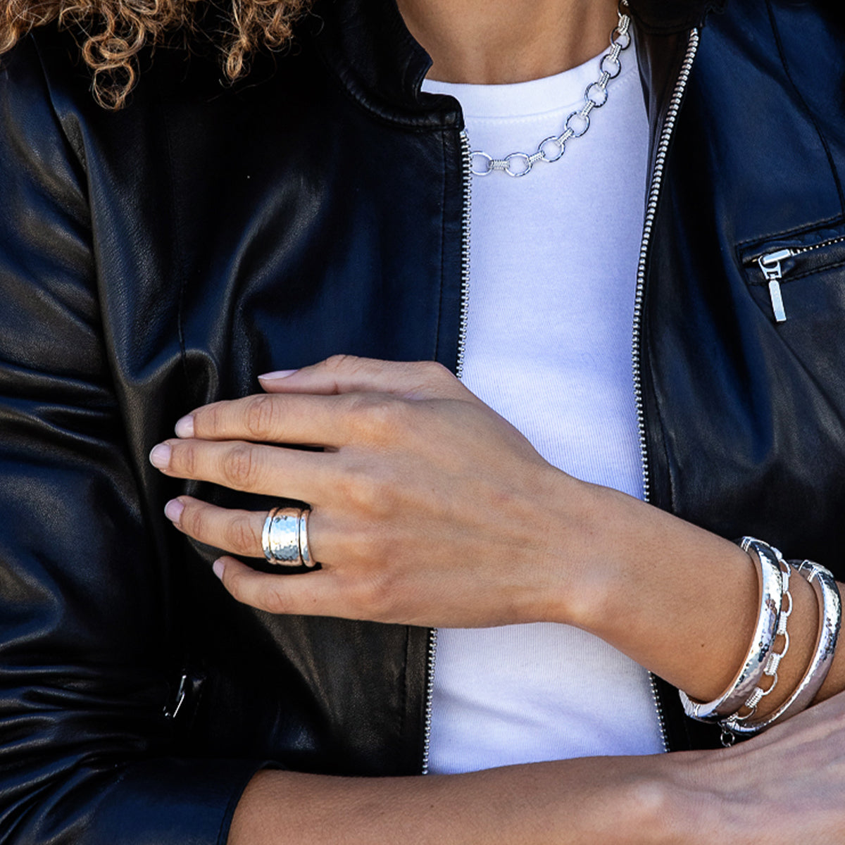 Cleopatra Slice Stacking Ring Set - Silver - Image 4