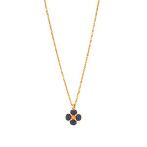 Berry Clover Double Sided Charm Necklace. 16+2 - Blue Labradorite