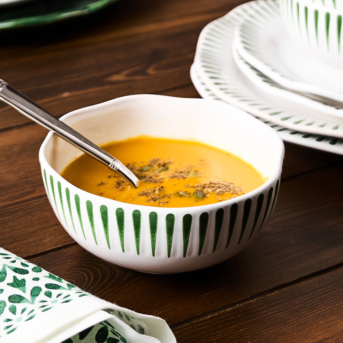 Sitio Stripe Cereal/Ice Cream Bowl - Basil - Image 3