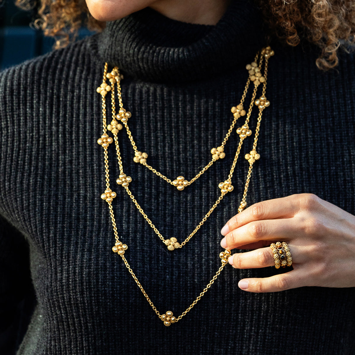 Berry Clover Double Sided Necklace. 34 - Gold - Image 5